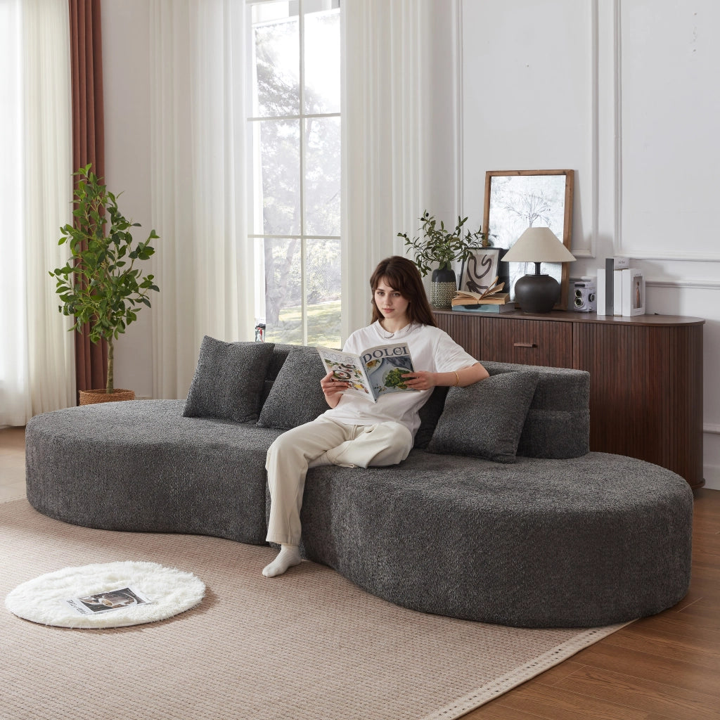 Divano Modulare 310 cm ¨C MINIMAL ¨C Tessuto Teddyfleece, Schiuma Memory, Moderno