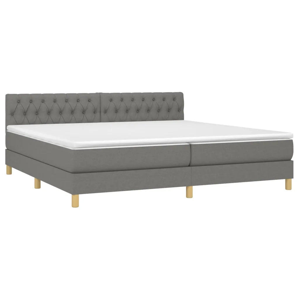 Letto a Molle Materasso e LED Grigio Scuro 200x200cm in Tessuto 3133982