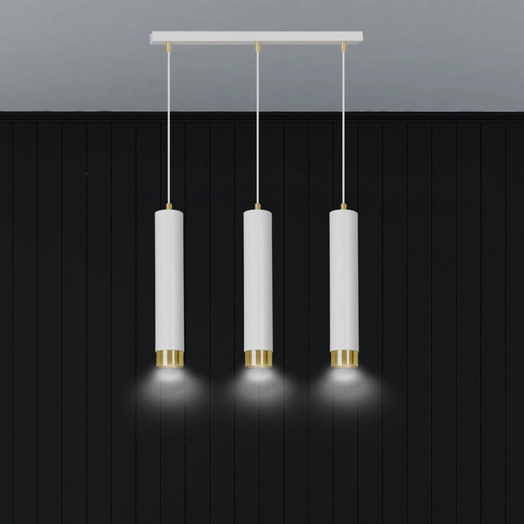 Lampada a sospensione KIBO in acciaio bianco e oro