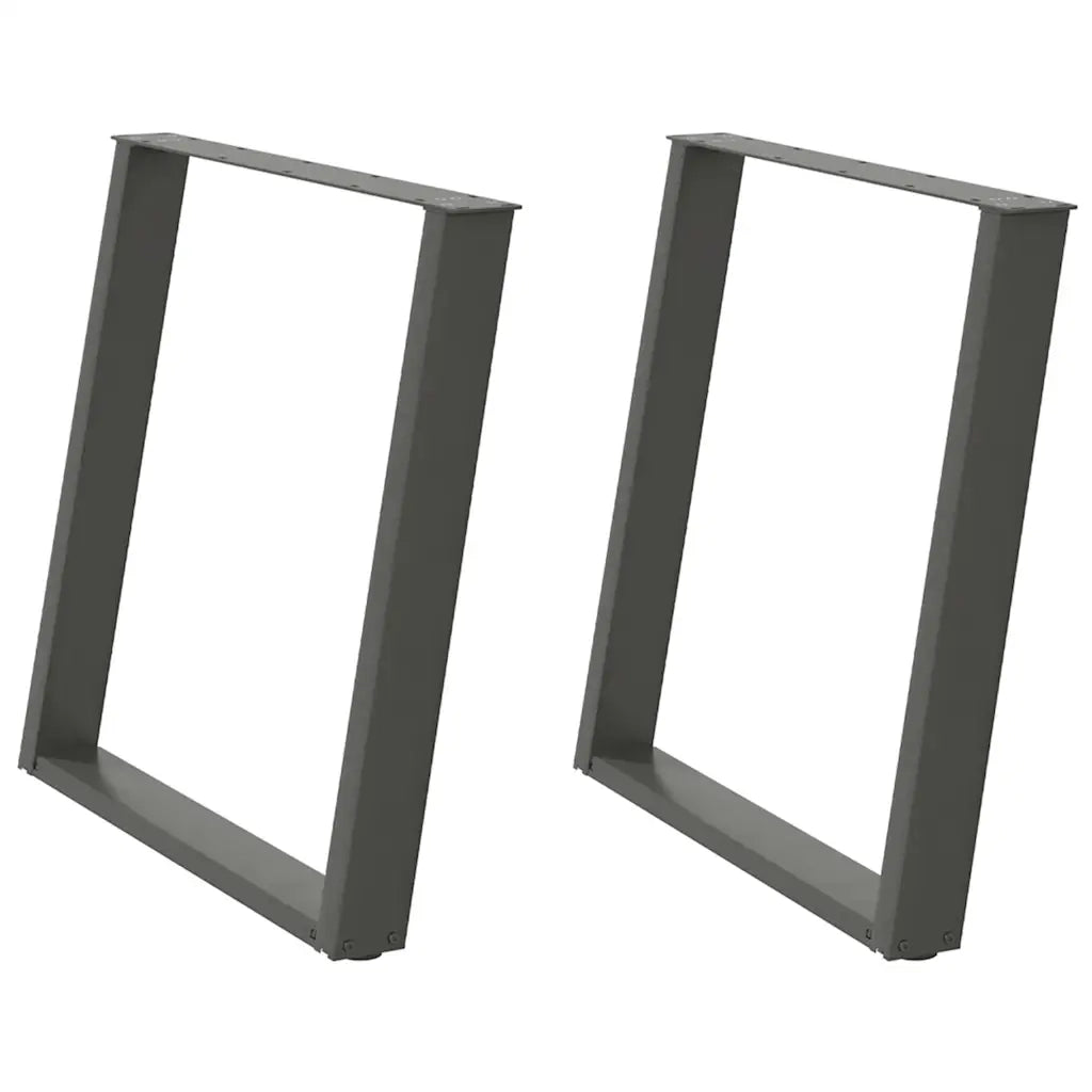 Gambe per tavolo da pranzo a forma di U 2 pz Antracite 70x(72-73) cm Acciaio