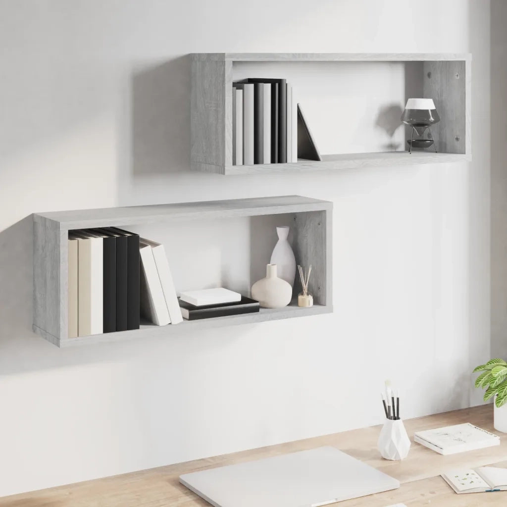 Mensole Cubo Muro 2 pz Grigio Sonoma 60x15x23 cm in Multistrato 815927