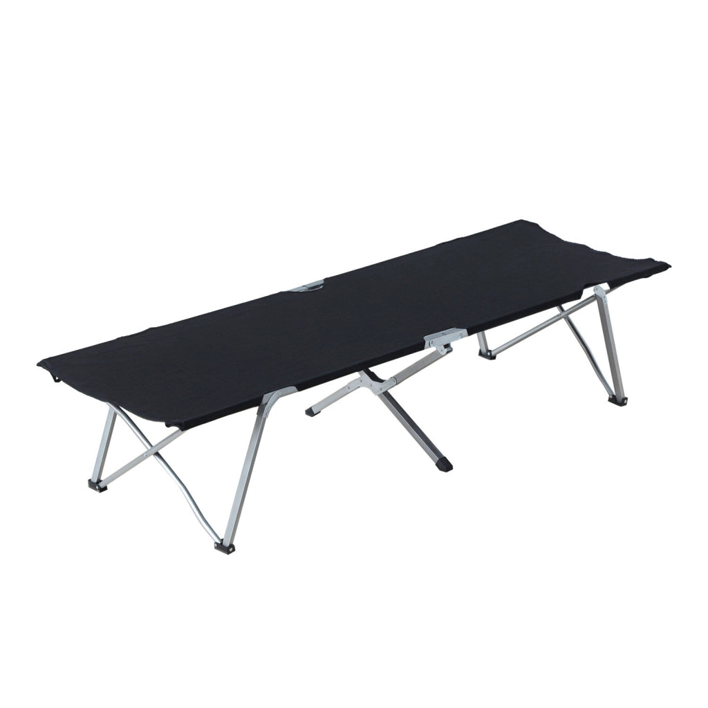Letto Pieghevole per Campeggio con Telaio in Metallo ¨C Minimal ¨C Nero 193x64x40 cm