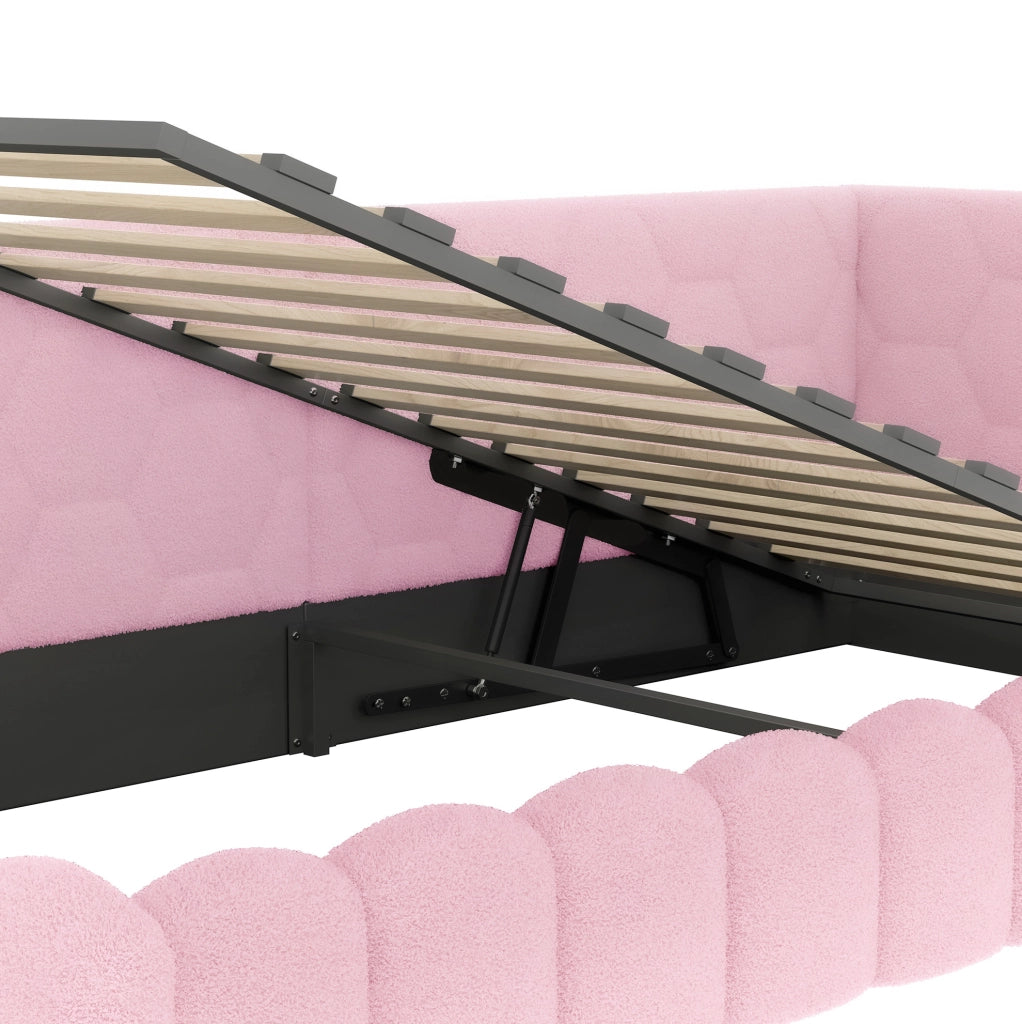 Daybed imbottito con alzata idraulica, LED e porte USB/Tipo C