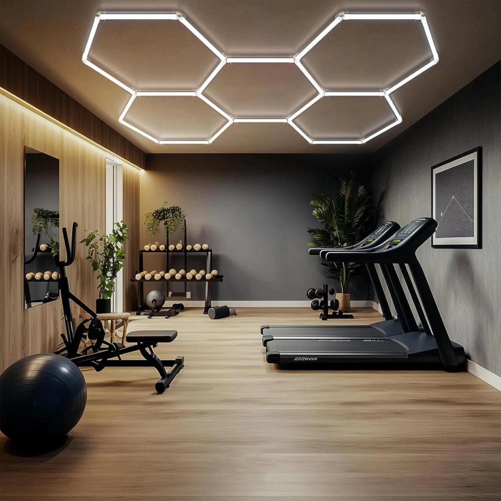 Plafoniera LED 672W luci esagonali lampada moderna componibile nido ape luce garage palestra 73000lm 230V 480cm x 240cm 6500K