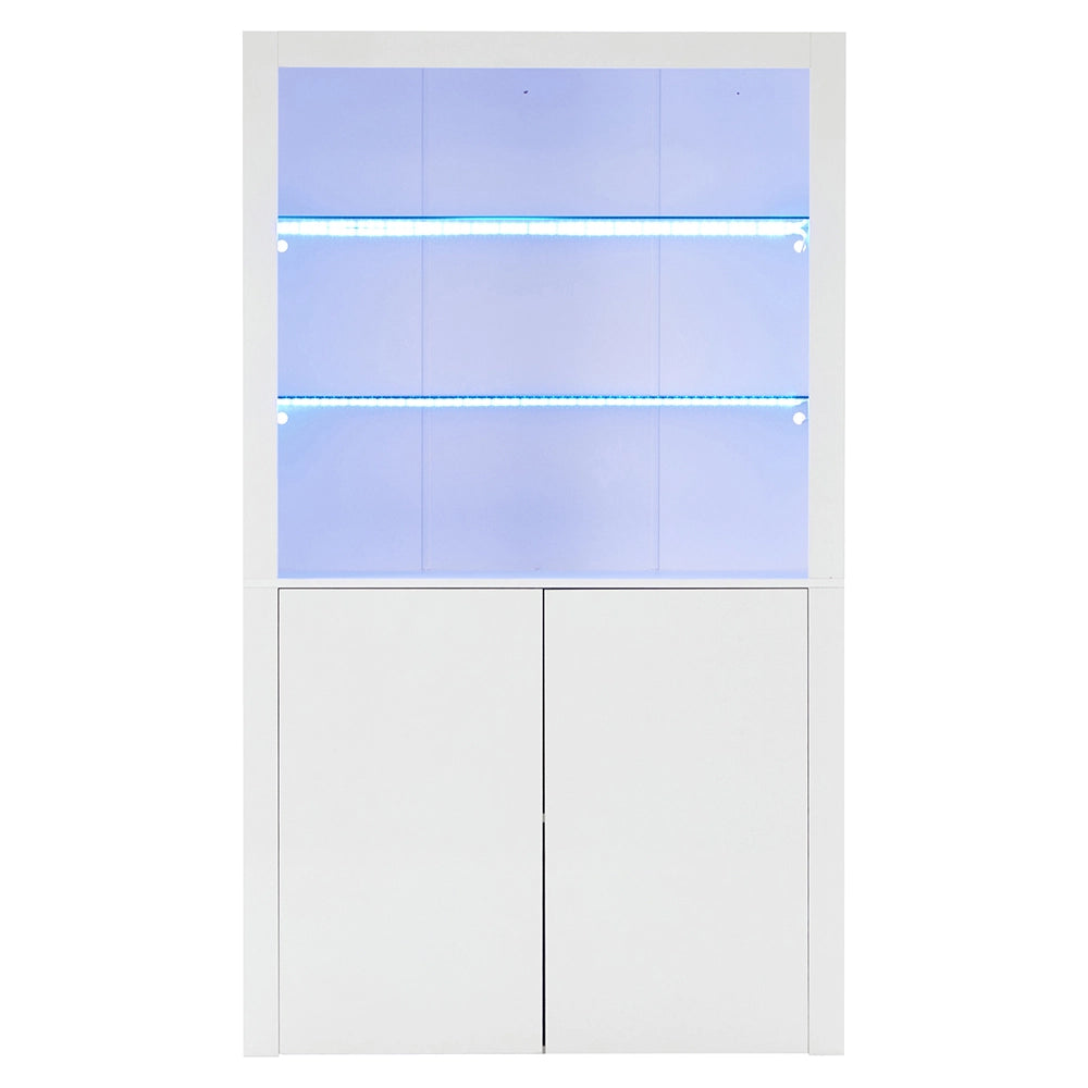 Buffet d'appoint per il soggiorno - Xylo - 100x35x170 cm - Vetro temperato, illuminazione LED