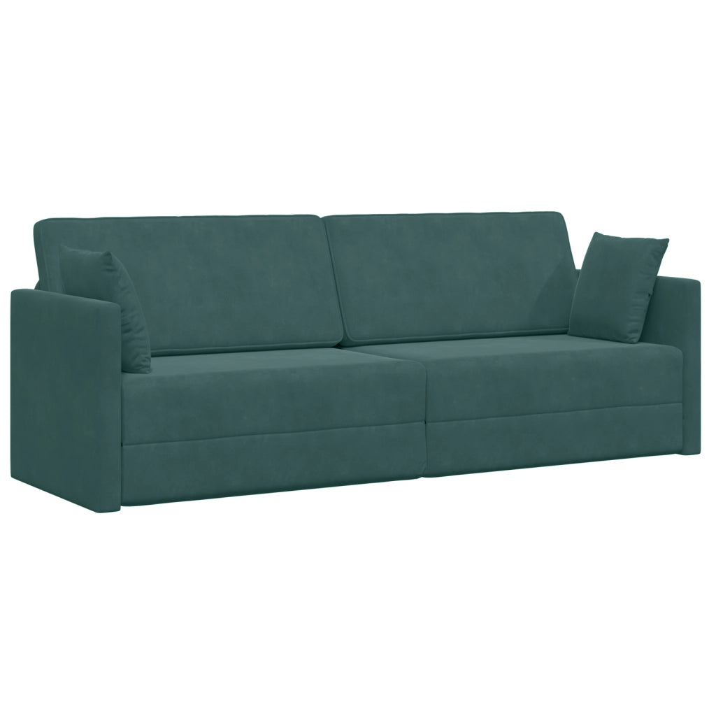 Divano Letto a Pavimento 2-in-1 Verde Scuro 213x144x60 cm Velvet