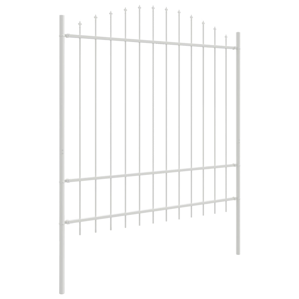 Recinzione da Giardino  con Punta a U Bianco 5,1x1,75 m Acciaio