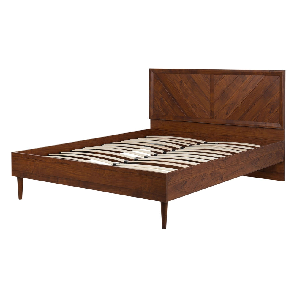 Letto a doghe in legno scuro Illuminazione a LED Multicolore 140 x 200 cm Design moderno rustico