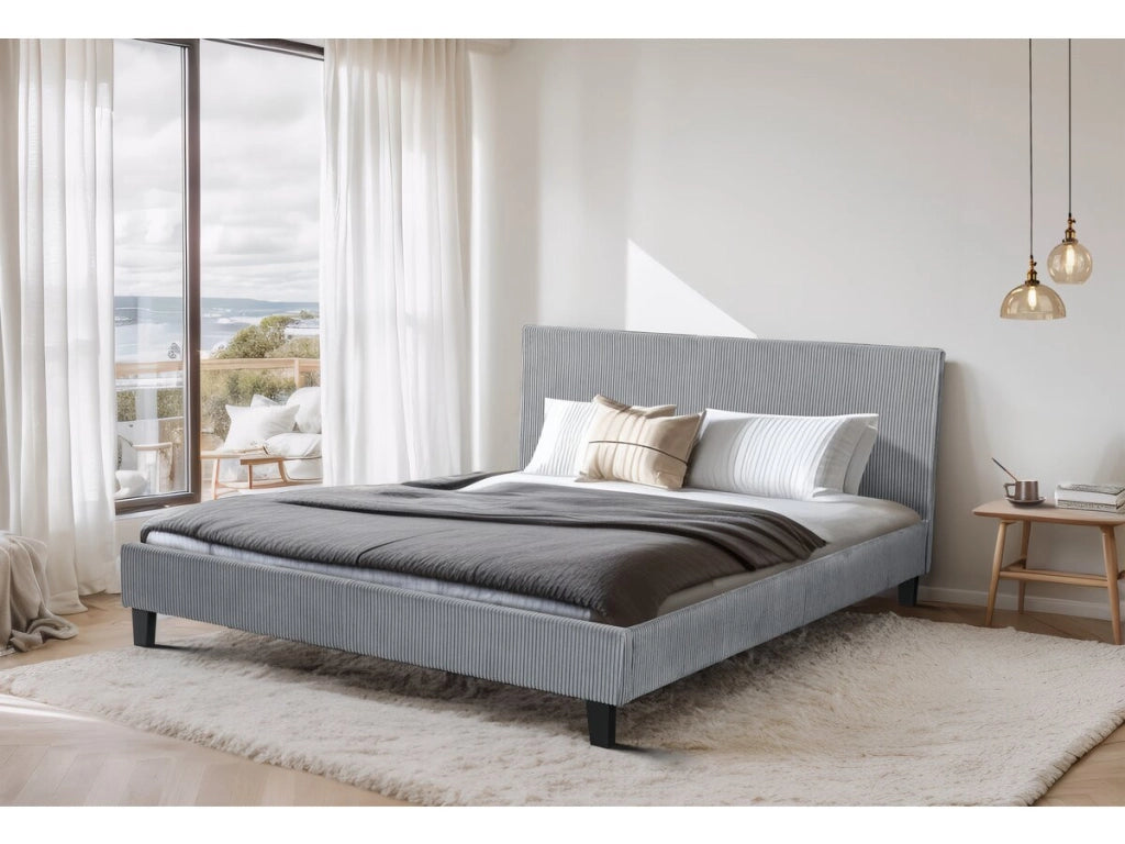 Letto in velluto a coste "Ambre" - 140 x 190 - Grigio