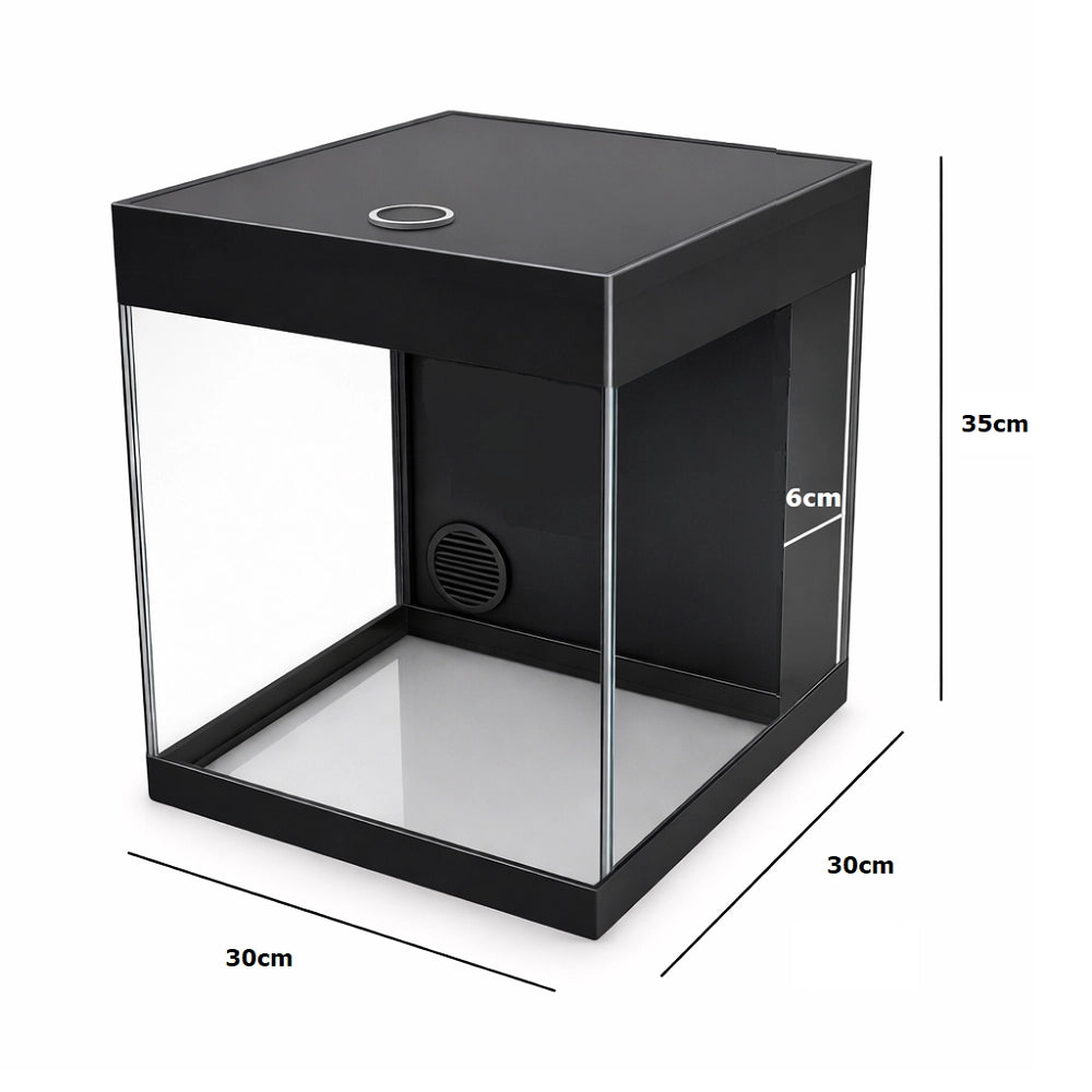 AquariumLine Cube Complete 30 Nero - acquario cubico cm30x30x35h con filtro posteriore, pompa e illuminazione LED