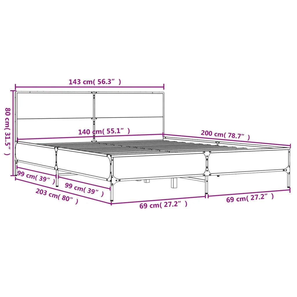 Giroletto Rovere Fumo 140x200 cm in Legno Multistrato Metallo