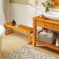 Panchina da Giardino in Legno di Pino da 2 Posti, Seduta a Doghe, 132 x 34 x 43 cm, Legno Naturale