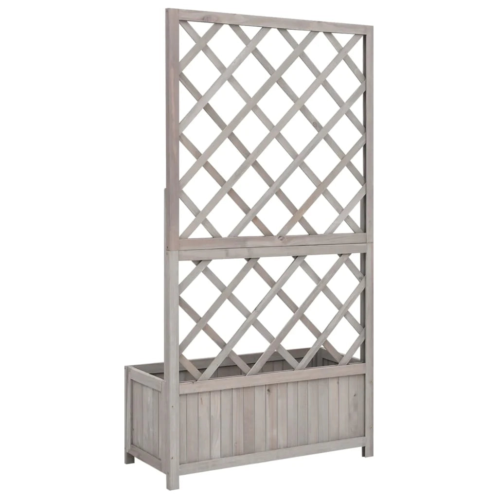 Fioriera a traliccio da giardino 70 x 30 x 135 cm in legno di abete grigio 02_0000876