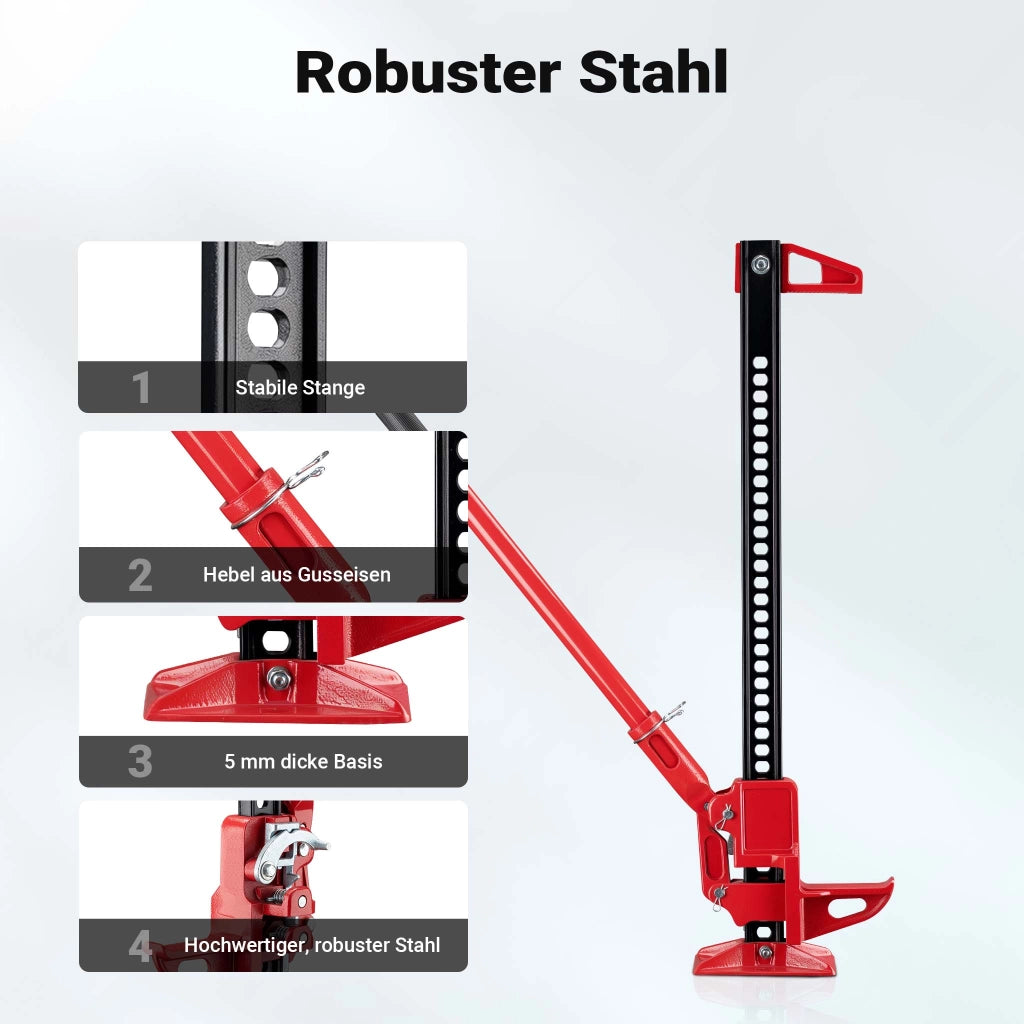Farm Jack – Compact Off-Road Set for ATVs/Trailers, High Lift Jack for up to 3000 kg with Base Plate and Wheel Lifting Attachment