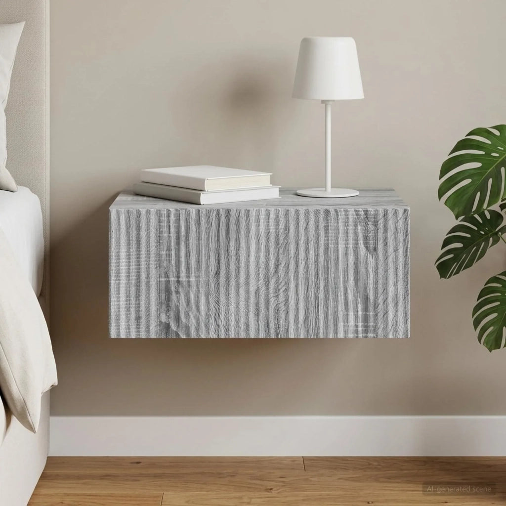 Mobiletto da notte a muro Grigio Sonoma 49 x 34,5 x 20 cm 898457