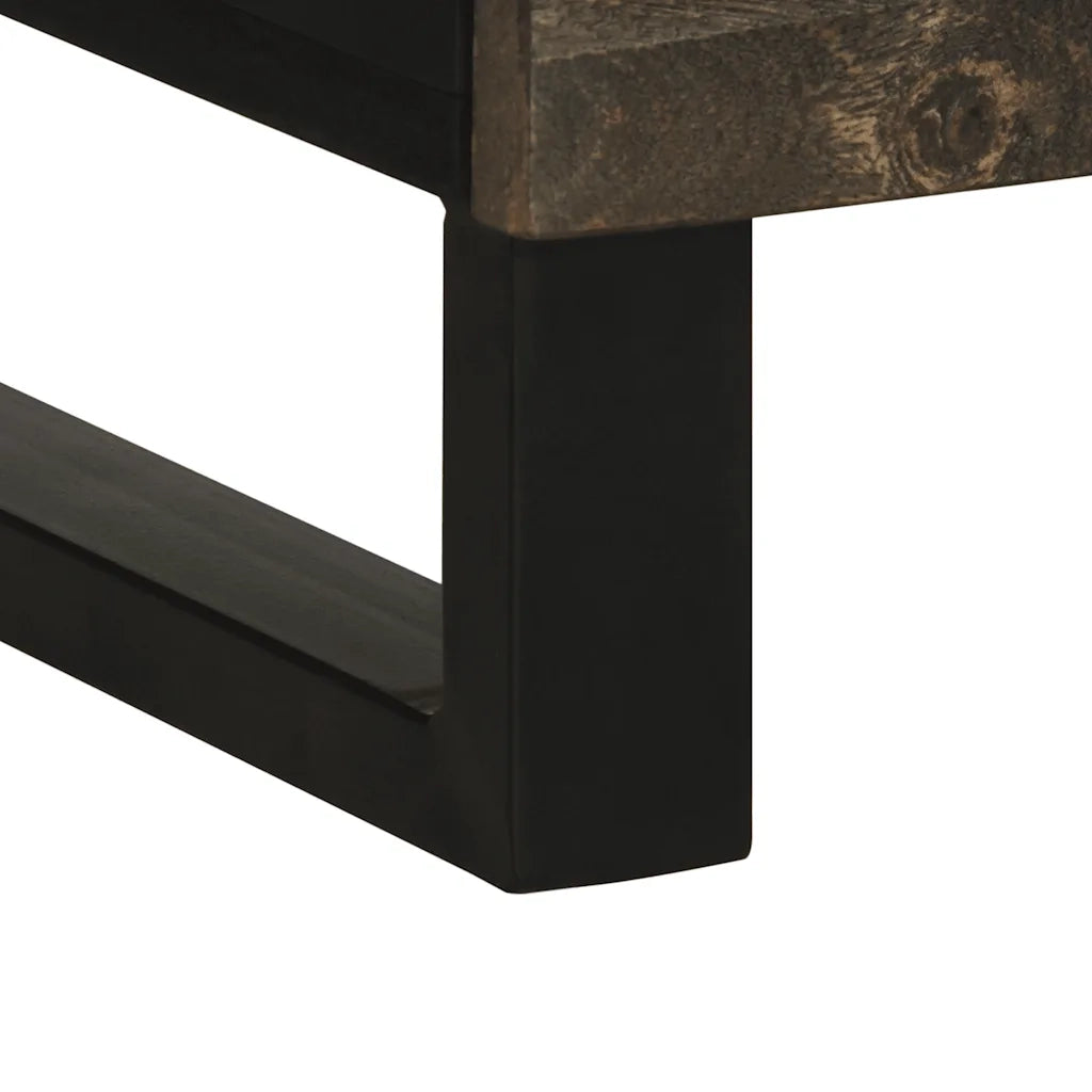 Credenza Nera 60x33x100 cm in Legno Massello di Mango