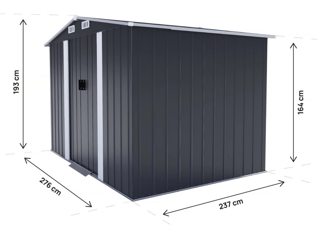 Casetta da giardino in metallo "Boston" con porta scorrevole - 6,54 m² - Grigio