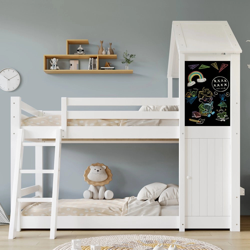Letto a Castello per Bambini in Pino ¨C MINIMAL ¨C Bianco 90x200cm