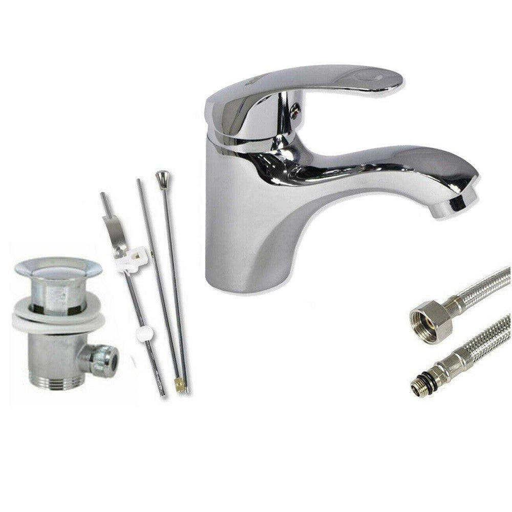 Trade Shop - Rubinetto Monoforo Lavabo Miscelatore Monocomando Da Bagno Ottone Cromato 52328a -