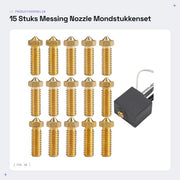 Set di Nozzle per 3D Stampante - 15 Pezzi - 0,1 mm/0,2 mm/0,4 mm/0,6 mm/0,8 mm - Materiale in Rame - Componenti per 3D Stampante - Eccellente Conduttività Termica - Superficie Interna Liscia - Nozzle per 3D Stampante