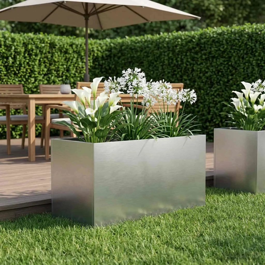 Vaso da giardino Argento 80 x 50 x 50 cm Acciaio Inox 8005268
