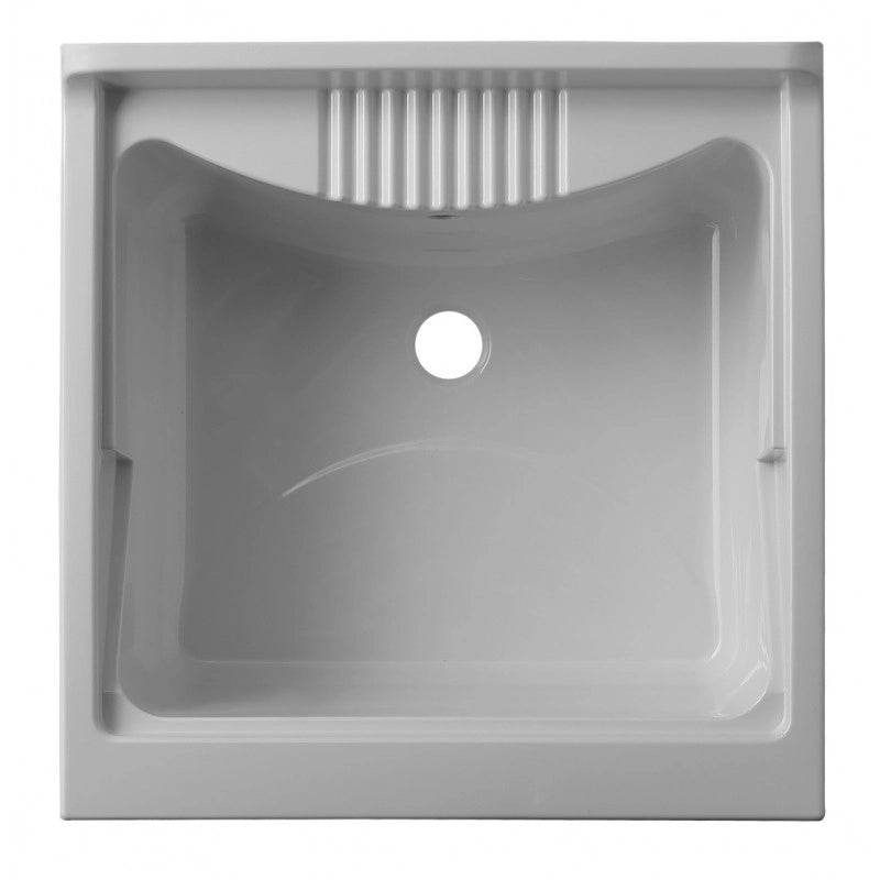 Negrari Lavatoio Lavapanni in Resina, Resistente all'umidità, Vasca resistente agli acidi, Kit di scarico incluso, Interno e Esterno, L60 x P60 x H85 cm, Bianco