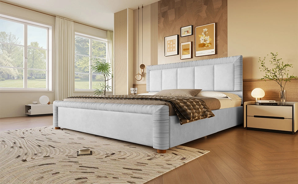 Letto imbottito grigio 180x200 cm in velluto francese con 2 cassetti