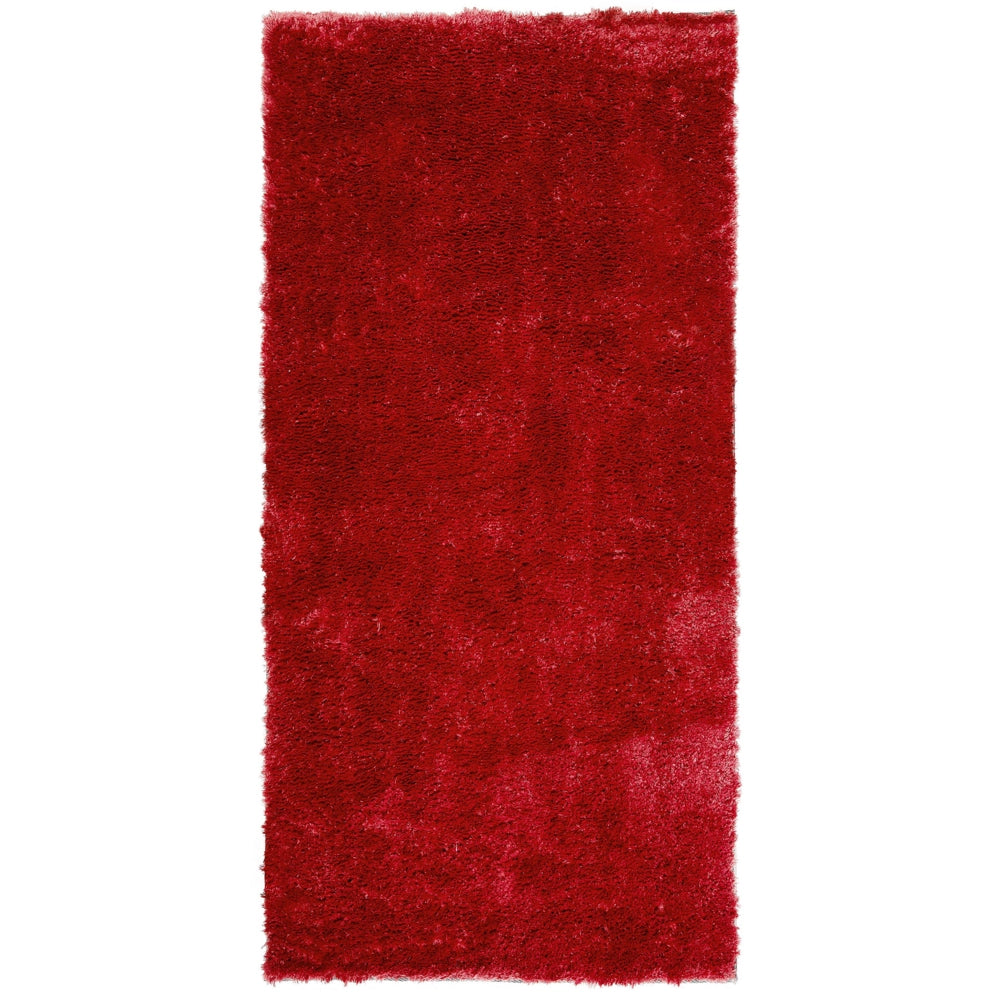 Tappeto shaggy in misto cotone e poliestere rosso 80 x 150 cm soffice pelo denso
