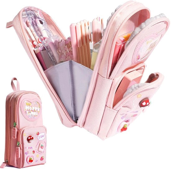 Etui con grande capacità, etui esteticamente unisex, etui carino, etui per adulti, per scuola, ufficio, ragazze, donne, studentesse, rosa