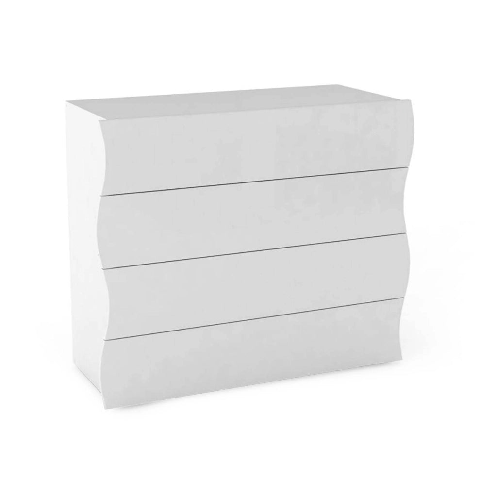 Cassettiera Hecate, Settimanale 4 cassetti, ComÒ² per camera da letto, 100% Made in Italy, cm 98x40h82, Bianco lucido