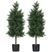 2 Piante Artificiali Cedro con Vaso ¨C zephmum ¨C Verde 38x12.5x90 cm