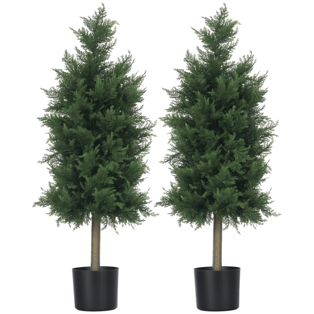 2 Piante Artificiali Cedro con Vaso ¨C zephmum ¨C Verde 38x12.5x90 cm