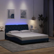 Giroletto con LED senza Materasso Blu 160x200 cm in Tessuto