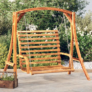 Panca a Dondolo-Sgabello-Panca da esterno in Legno Ricurvo Finitura Teak 126x63x92 cm