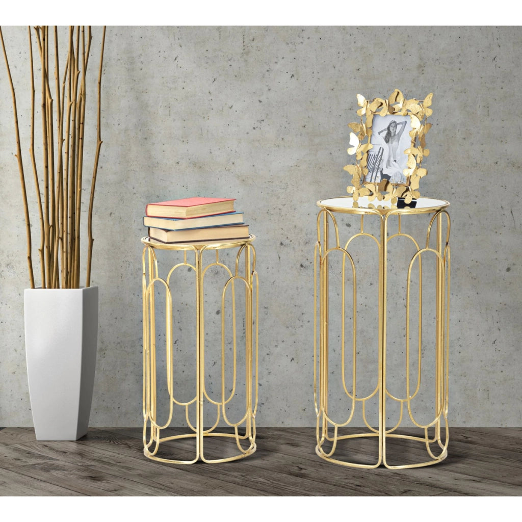 Set di Tavolini VKH555, Oro, Metallo, 36,5x36,5x70 cm