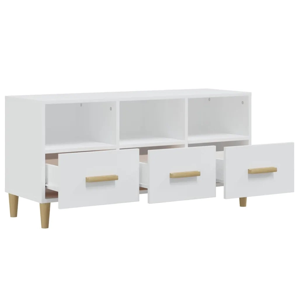 Mobile Porta TV Bianco Lucido 102x36x50 cm in Legno Multistrato 812606