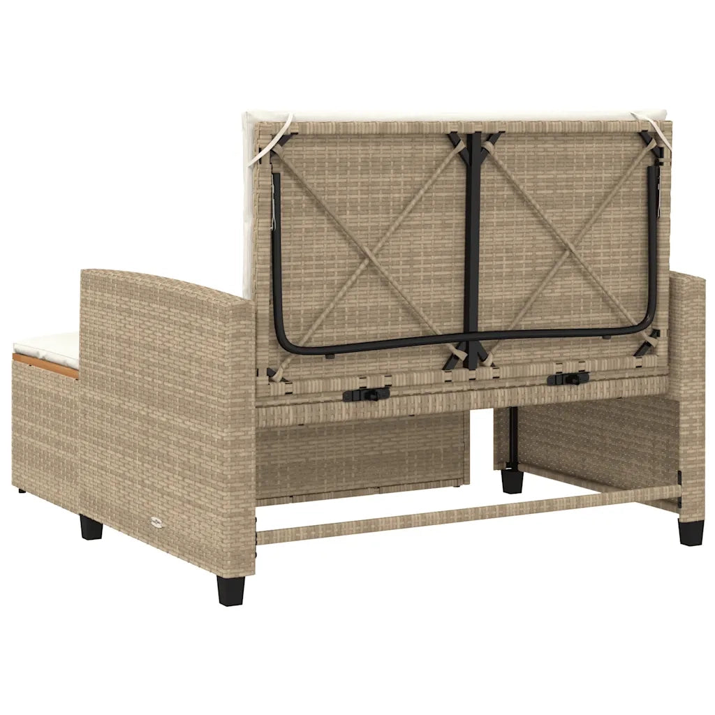 Divano Giardino con Cuscini 2 Posti Beige Polyrattan e Acacia 365143