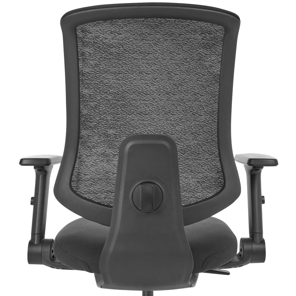 Sedia da ufficio in tessuto e rete nera, schienale e braccioli regolabili, design moderno, per l'ufficio domestico