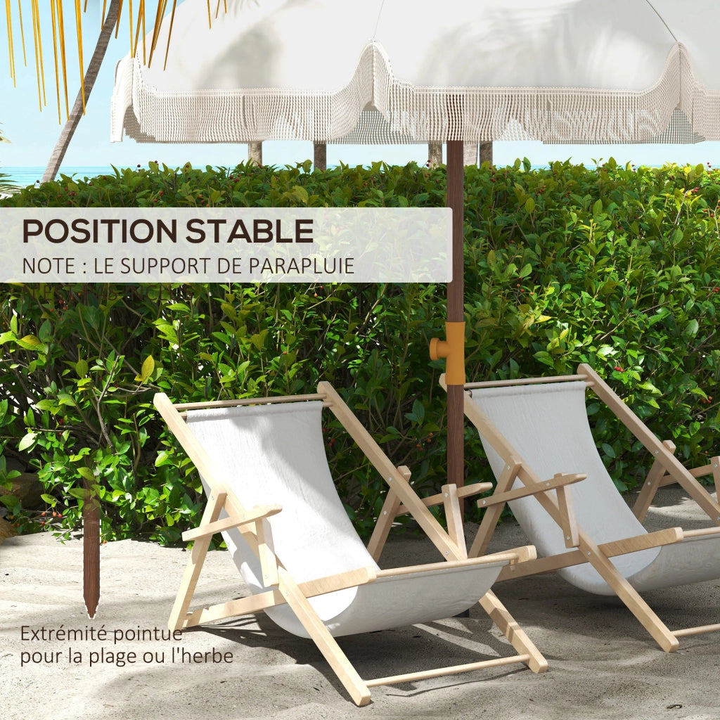 Ombrellone da esterno rotondo con frangia e protezione UV 40+ ¨C zephmum ¨C grigio chiaro