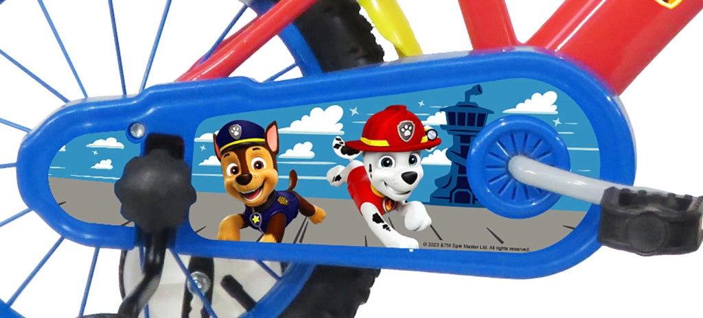 Bicicletta per Bambini 14" Paw Patrol Freni Caliper e Stabilizzatori in Acciaio Hi-Ten Rosso