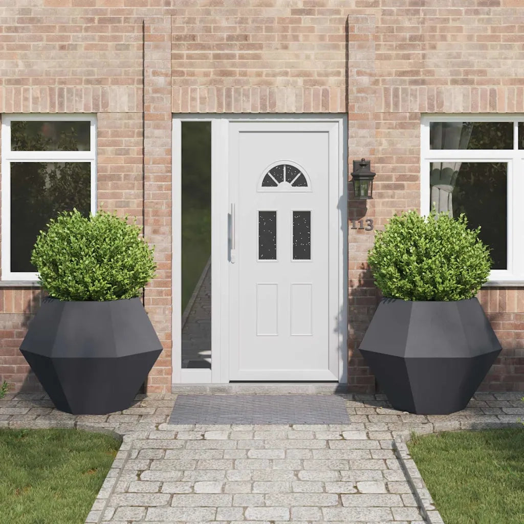 2 pz Fioriera | Cassetta per fiori | Vaso Antracite 100 x 100 x 80 cm Acciaio