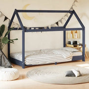 Giroletto per Bambini Grigio in Legno Massello di Pino 80x160cm 283353