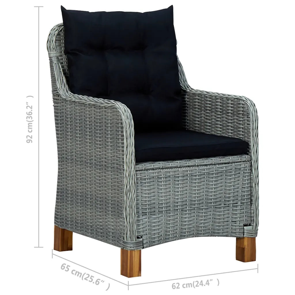 Sedie da Giardino con Cuscini 2 pz in Polyrattan Grigio Chiaro cod mxl 15246