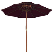 Ombrellone a Due Livelli con Palo in Legno-Ombrello da giardino 270 cm Rosso Bord¨°