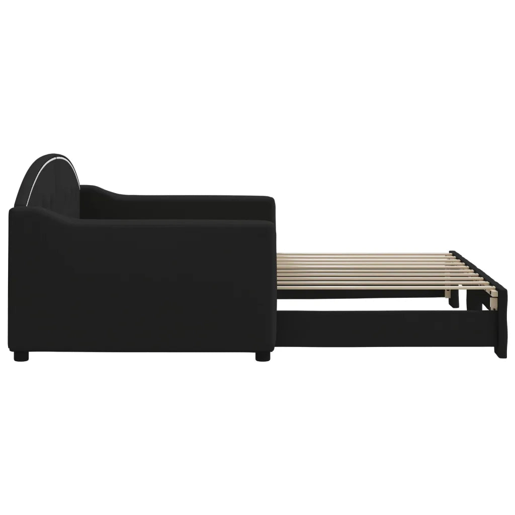 Divano Letto con Letto Estraibile Nero 90x190 cm in Tessuto