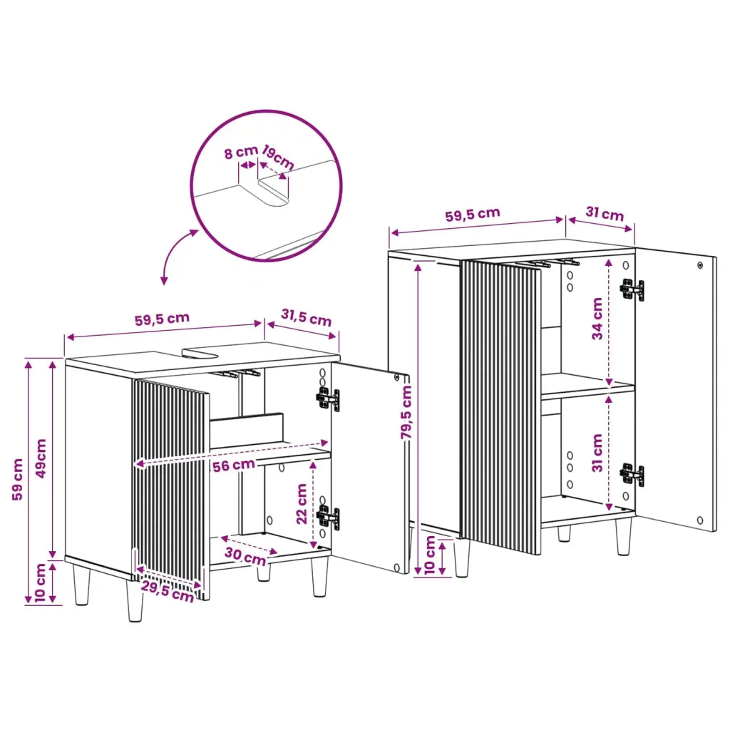 Set di Armadi da Bagno da 2 Pezzi ARNHEM Bianco Lucido 3417607