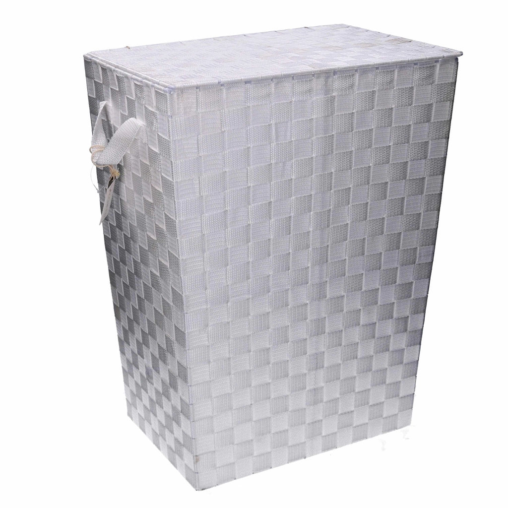 Cesto Portabiancheria in poliestere bianco rettangolare cm 40x30xh53
