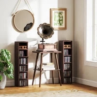 Set di 2 colonne di scaffalature per CD-DVD con 12 scomparti 21 x 19,2 x 88,3 cm capacità 160 CD marrone