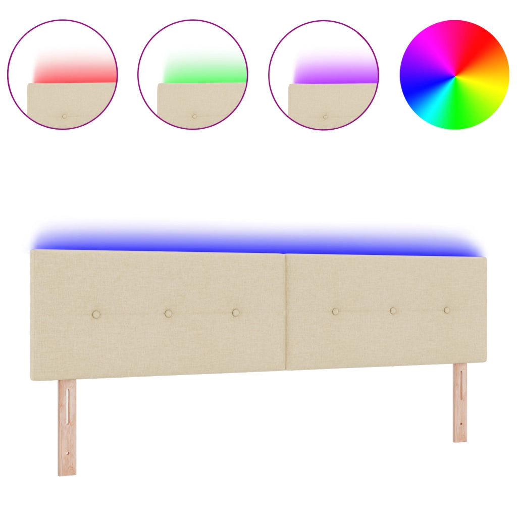 Testata LED Imbottita Panna 90 cm Tessuto