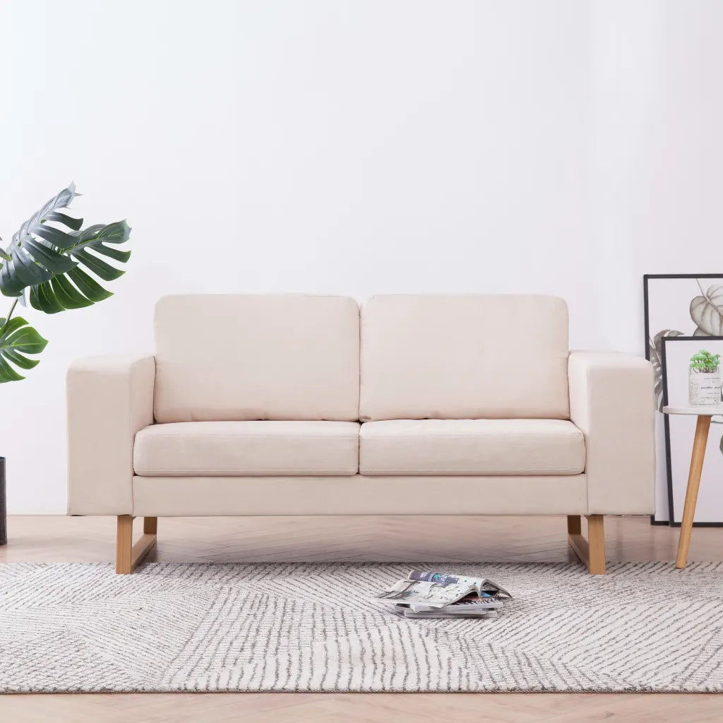 Divano | Divano da soggiorno | Sofa a 2 Posti in Tessuto Crema